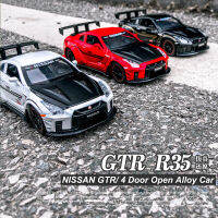 1:32 Diecast รถสำหรับ NISSAN GTR Sport Alloy Miniature ของเล่นวันเกิดดึงกลับพร้อม Sound &amp; Light ประตูเปิด (กล่อง)