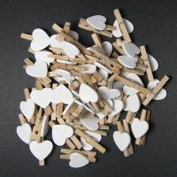 50 Pcs Wooden Love Clip Small Photo Craft Decoration Clips Clothes Pins Baby Shower Clothespin Favors Wedding Christmas Gifts Clips Pins Tacks