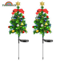 Twister.CK 2pcs Solar Christmas Tree Stake Lights Waterproof Outdoor Christmas Decoration Pathway Lights For Garden Yard Lawn