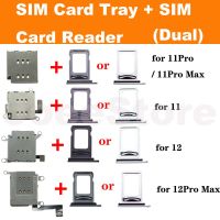 1set Dual Sim Card Reader Connector Flex Cable สําหรับ iPhone 11 12 13 Pro Max XR ซิมการ์ดถาดผู้ถือสล็อตอะแดปเตอร์อะไหล่