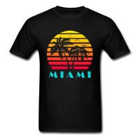 Tshirt Mens American Miami 80S Sunset Scenery Graphic T Shirts For Adult Happy Beach Holiday Tshirt