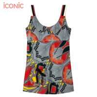 iCONiC BLACK WALLPAPER TOP #5310 เสื้อผญ ผ้ายืด ลายกราฟฟิก สีดำ ตัดต่อช่วงอก เสื้อแฟชั่น เสื้อผญแฟชั่น เสื้อไฮโซ เสื้อออกงาน เสื้อดอกไม้