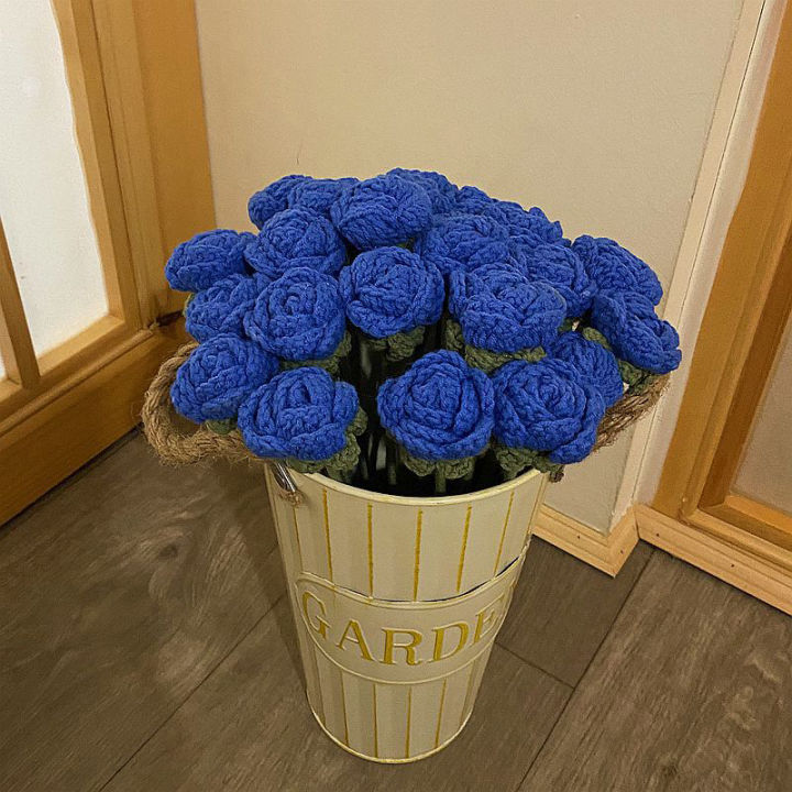ดอกไม้ถักสำหรับงานแต่งงานดอกไม้ปลอม-p5u7ดอกไม้ผ้าโครเชต์มือถักสำหรับตกแต่งงานปาร์ตี้