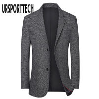 URSPORTTECH Men Blazer Oversize Business Casual Slim Fit Suit Jacket Male Plaid Blazer Men Coat Terno Masculino Plus Size