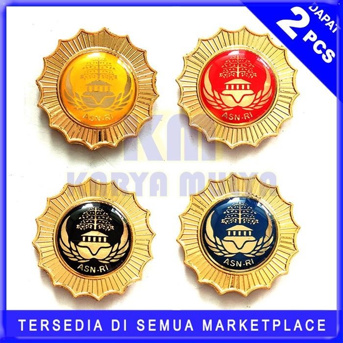 Km Pin Logo Asn Korpri Warna Biru Merah Hitam Kuning Lencana Korpri