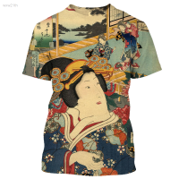 2023 Casual Short Sleeved T-shirt 3d Printed Pullover Japanese Geisha New Summer Mens Street Clothing Unisex