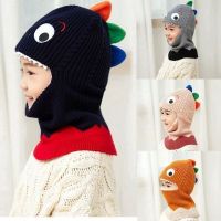 Winter Boys Girls Hats Autumn Cute Dinosaur Hat Scarf Protect Neck Warm Earmuffs Hat Fashion 2022 New 2-8 Y Balaclava Beanies