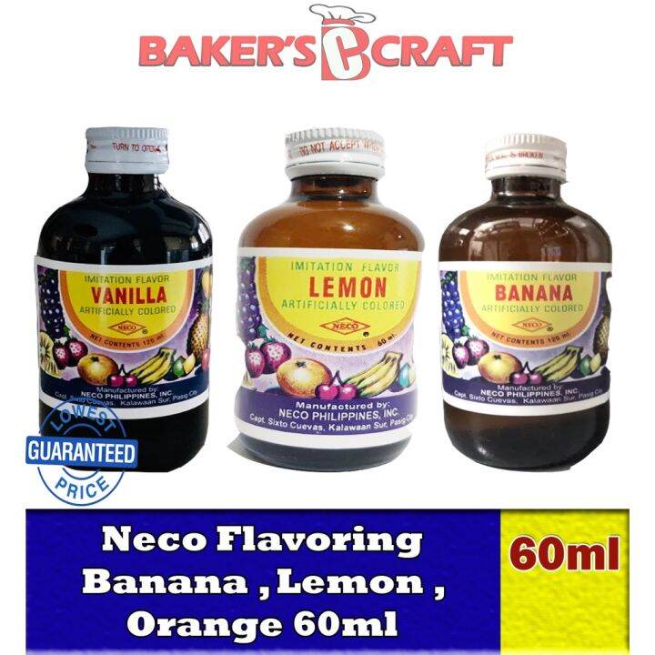 Neco Flavoring Banana Lemon Orange 60ml Neco Food Coloring Liquid Food