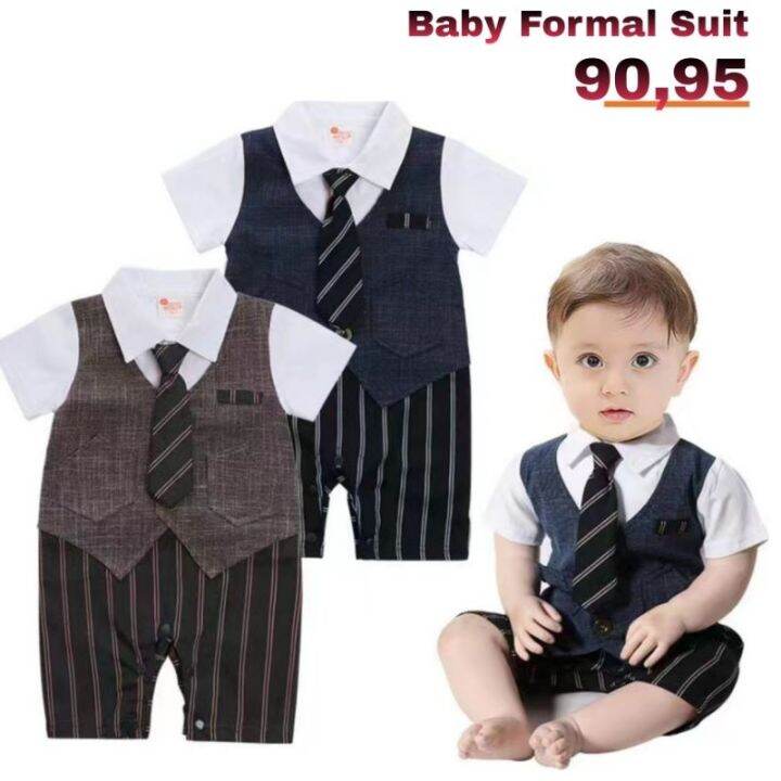 Baby boys overall Suit with necktie(Baby Boss) Lazada PH