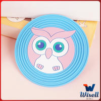 Wisell วัสดุกันลื่น ​ล้างได้  ทนความร้อน ที่รองแก้ว PVC ลายการ์ตูน Cartoon PVC Coaster สปอตสินค้า