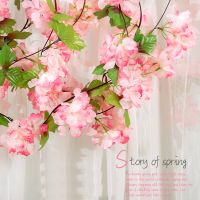 Artificial Cherry Flowers Ivy Hanging Vine Decor Fake Blossoms Flower Garland Suitable for Wedding Decoration Performance Stage