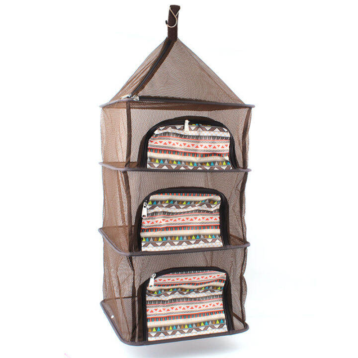 Outdoor folding drying net multifunctional fourlayer camping storage