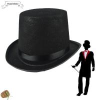อุปกรณ์เสริมเครื่องแต่งกาย หมวกด้านบนสีดำ สง่างามเรียบหรู ผ้าผ้าทอ หมวกสุภาพบุรุษ ของใหม่ ชุดเดรสสีเข้ม หมวกนักมายากล การแสดงบนเวที