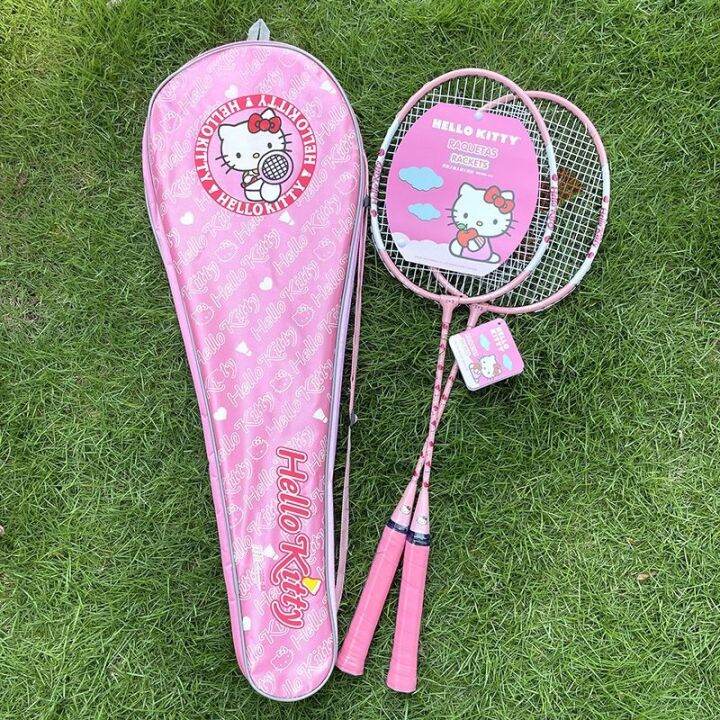 authentic-hello-kitty-hellokitty-badminton-racket-pink-cute-girls-to-taps-durable-training-feather