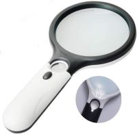 、‘【； White Magnifying Glass Handheld 45X Magnifier With 3 LED Light For Reading Magnifying Glass Jewelry Loupe