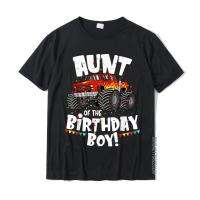 Funny Monster Truck Aunt Of The Birthday Boy Gift For Her T-Shirt Designer Men Tops Tees Unique T Shirt Cotton Custom