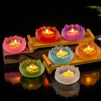 เจ็ดสีคริสตัลธูป Burner แก้ว Lotus เชิงเทียนหัตถกรรมตกแต่งสำหรับ Home Buddha Mini Zen Cone Censer