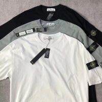 Stone Islandˉ solid color badge round neck short-sleeved mens and womens casual loose couple T-shirts 015 002 008 009❃♤✾