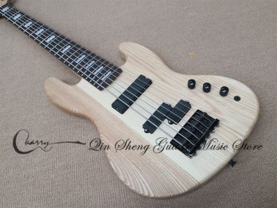 6 Strings Matte Natural Bass Guitar Ja ASH Wood Body Rosewood Fingerboard 21 Frets Fixed Bridge Black Tuners
