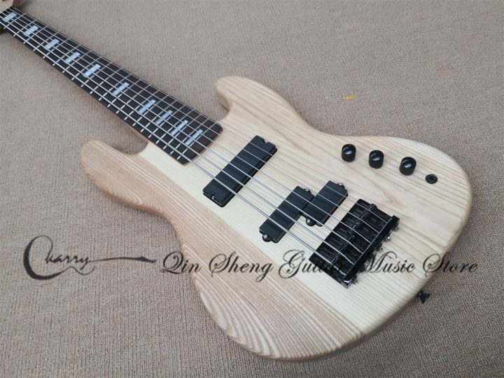6-strings-matte-natural-bass-guitar-ja-ash-wood-body-rosewood-fingerboard-21-frets-fixed-bridge-black-tuners