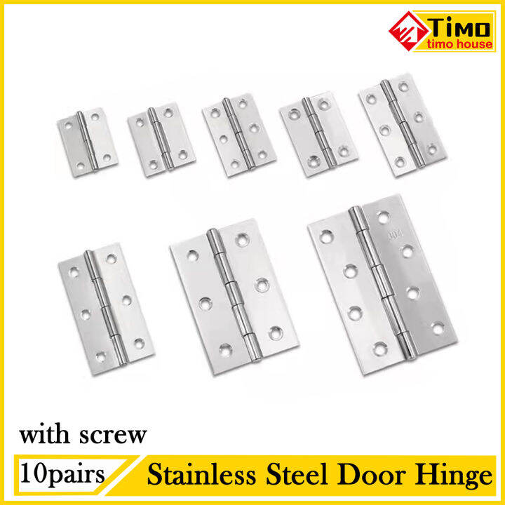 （10pairs）Stainless Steel Door Hinge with Screws Bisagra Folding Butt