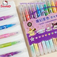 ปากกาเน้นข้อความ Lele Pencil】 Sanrio Kuromi Hello Kitty Colour Pencil เปลี่ยนสีได้12ชิ้นกล่องปากกามาร์คเกอร์พกพาเครื่องเขียน