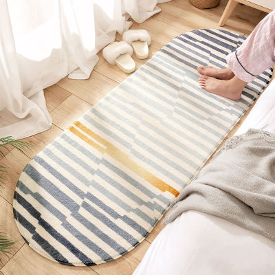 Bedroom Bedside Rug Oval Lamb Wool Long Floor Mat Comfortable and Warm Foot Mats Home Decor Carpet Super Soft Fluff Geometric