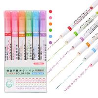 6 Piece Curve Highlighter Set with 6 Different Curve Shape Tip Pens, Colorful Curve Pens, Highlighter, Various Colors