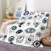 Evil Eye ผ้าห่มตุรกี Nazar Spiritual Art ผ้าห่ม Vintage Mid Century Flannel ผ้าห่มโซฟาเก้าอี้โยนผ้าห่ม Travel ผ้าห่ม