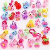 10 PcsLot Kids Elastic Hairband Candy Color Headband Cute Cartoon Elastic Ropes Children Girls Hair Accessories