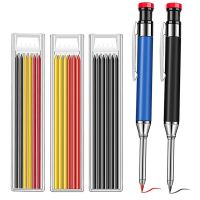 Solid Carpenter Pencil Refill Set Long Nosed Deep Hole Mechanical Pencil Marker Built-in Sharpener for Carpenter Woodworking