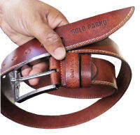 เข็มขัดผู้ชาย ปลายเฉียง Leather Genuine Gold Parko เข็มขัดสุดเท่ ของชาว Cowboy