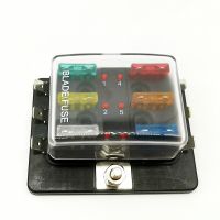 6 Way Circuit Car Truck Automotive ATC ATO Blade Box Fuse Holder Kit Middle Size with LED Indicator Fuses Accessories