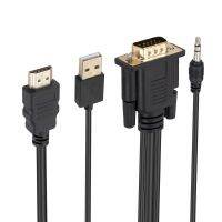 PWD0442 พร้อมเสียง HDMI เข้ากันได้กับสาย VGA พร้อมแหล่งจ่ายไฟ ตัวแปลงวิดีโอ ขนาดเล็กมากๆ 1.8เมตรค่ะ สำหรับแล็ปท็อป /hd dvd/ โปรเจคเตอร์