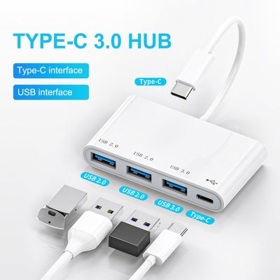 Hub 4 In 1 Tipe C USB 3.0 Adaptor OTG Pemisah Multiport Konverter Transmisi Data Aksesori Ponsel Laptop