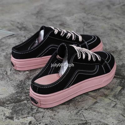 ✵✤ No heel lazy shoes women 2020 summer new Korean version of ulzzang canvas shoes flat white shoes half slippers