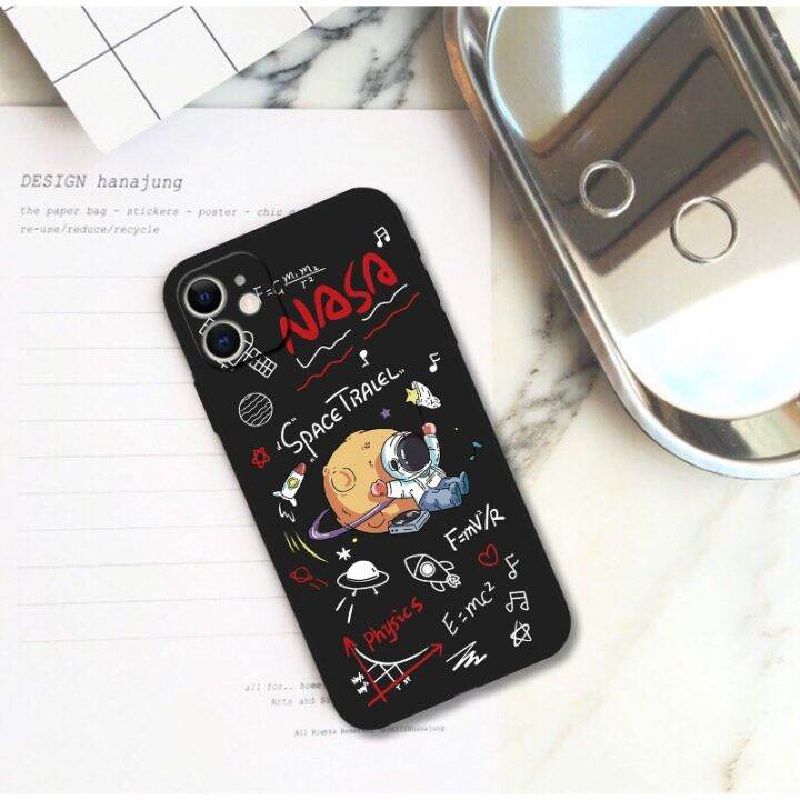 เคสโทรศัพท์มือถือแบบนิ่ม-ลายนักบินอวกาศ-nasa-สีดํา-เคสไอโฟน-สําหรับ-iphone-12-14-xr-xs-6s-7-8-x-13-mini-se2020-เคสโทรศัพท์