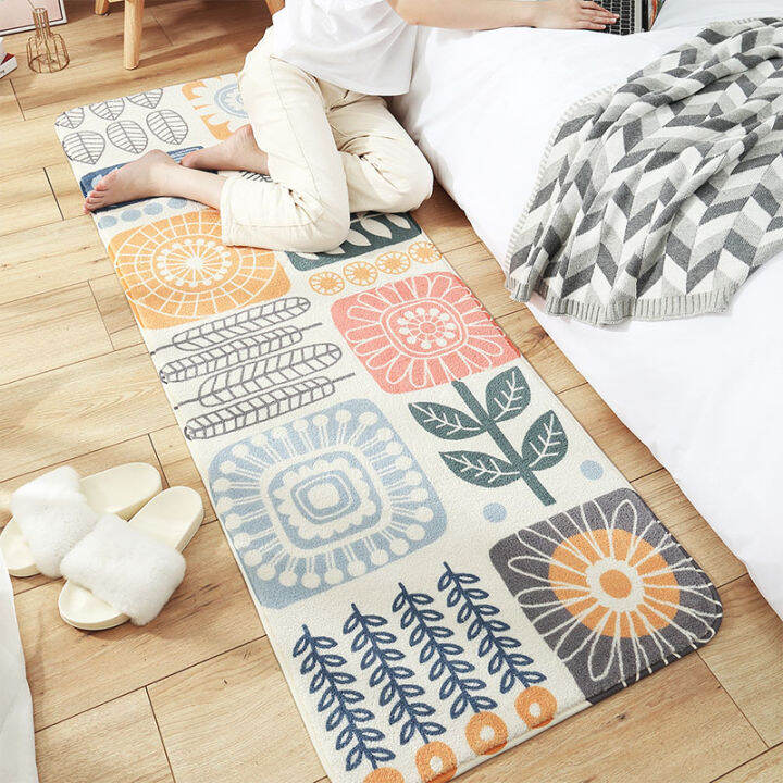 Modern Style Bedside Rug Long Rectangle Soft Bedroom Rugs, Non Shedding