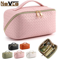 Novco Tas Kosmetik สำหรับผู้หญิงกระเป๋าหนัง PU Tas Kosmetik เครื่องสำอางสำหรับเดินทางความจุขนาดใหญ่กระเป๋าเครื่องสำอางเดินทางพร้อมที่จับแบบพกพากระเป๋าเข้าห้องน้ำจัดกระเป๋าเครื่องสำอางอเนกประสงค์สำหรับอุปกรณ์ดูแลผิวเครื่องสำอาง