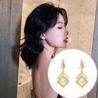 S925 Sliver Earrings Micro-Inlaid Simple Geometric Square Eardrops for Women Elegant All-Match Hipster Earhook for Women