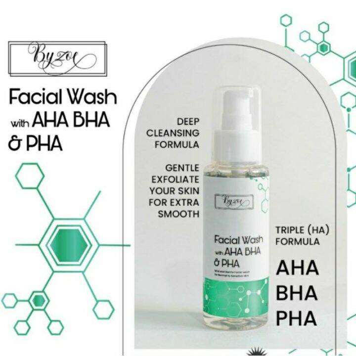 Byzoe Exfoliating Facial Wash with AHA BHA PHA for Sensitive, Acne and