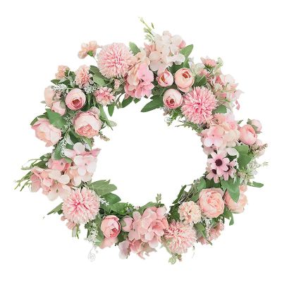 Artificial Peony Hydrangea Door Wreath,Floral Wreath, for Front Door Living Room Wall Garden Wedding Festival Decor