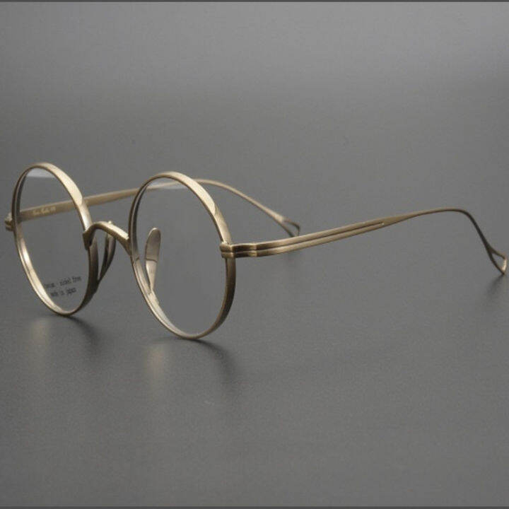Pure Titanium Japanese Handmade Eyeglasses Men Vintage Round Frame