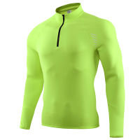 Long Sleeve Sports Shirt Stand Collar Men Quick Dry Outdoor Sweatshirt Spring Autumn Breathable Gym Running Training T Shirts