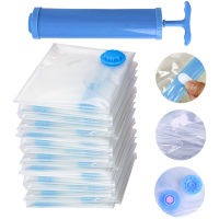 50*70 1-12Pcs Vacuum Storage Bag Clothing Pillow Bedding Blanket Compression Bag Compressed Travel Hand Pump Sealed Zipper