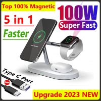 ZZOOI 5 in 1 100W Magnetic Wireless Chargers Stand For iPhone 14 12 13 Apple Watch Airpods Fast Charging Dock Station Wireless Charger