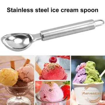1pc, Ice Cream Spoon, Premium Ice Cream Scoop With Trigger, Stainless Steel  Ice Cream Scooper, Heavy Duty Metal Ice Cream Scoop, Watermelon Spoon, Des