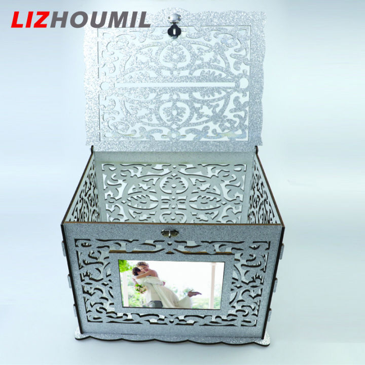 lizhoumil-ซองใส่บัตรสำหรับงานแต่งงานกล่องการ์ดของขวัญกล่องล็อคการ์ดงานแต่งงานกล่องใส่เงินสำหรับงานปาร์ตี้จบการศึกษาตกแต่งอาบน้ำเด็กวันเกิด