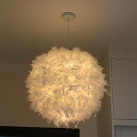 Feather Pendant Lamp Modern Ceiling Lamp E27 Lamp Holder Hanging Fairy Light Feather Bedroom Chandelier Ceiling Light LED Bulb