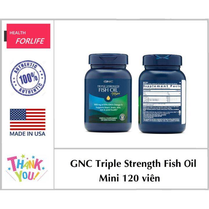 GNC Triple Strength Fish Oil Mini 1000mg Omega3s (120 viên) Dầu cá hỗ
